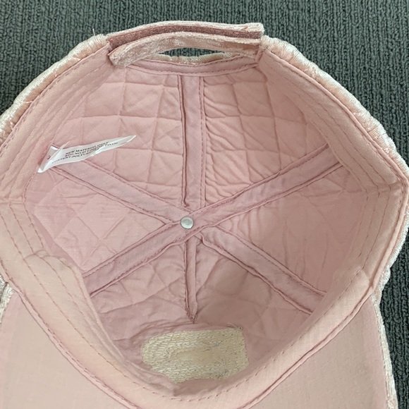 Justice Baseball Hat Girls One Size Light Pink Velour Quilted Bejeweled Initial - Picture 11 of 13